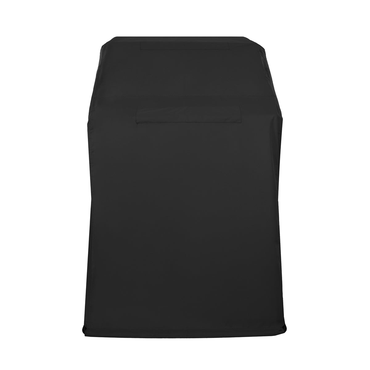 Zwarte schort met een strakke, moderne snit en een handige achterzak, ideaal voor koken of creatieve projecten