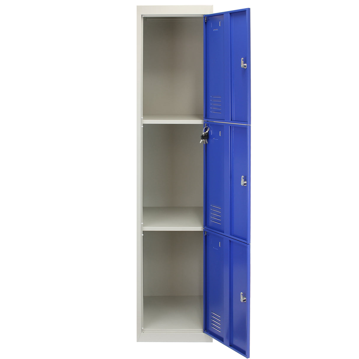 Lockerkast Metaal - Blauw - Driedeurs - Flatpack