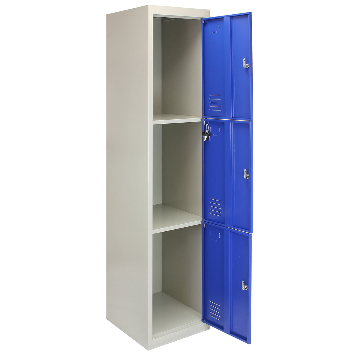 Lockerkast Metaal - Blauw - Driedeurs - Flatpack