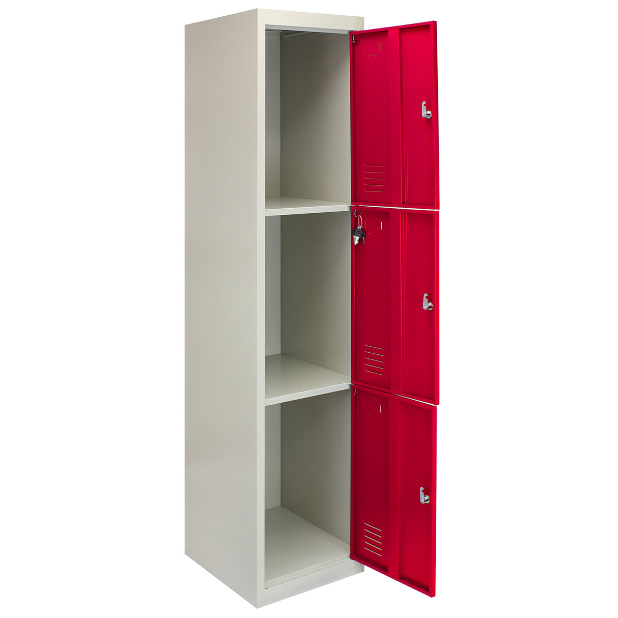 3 x Lockerkast Metaal - Rood - Driedeurs - Flatpack