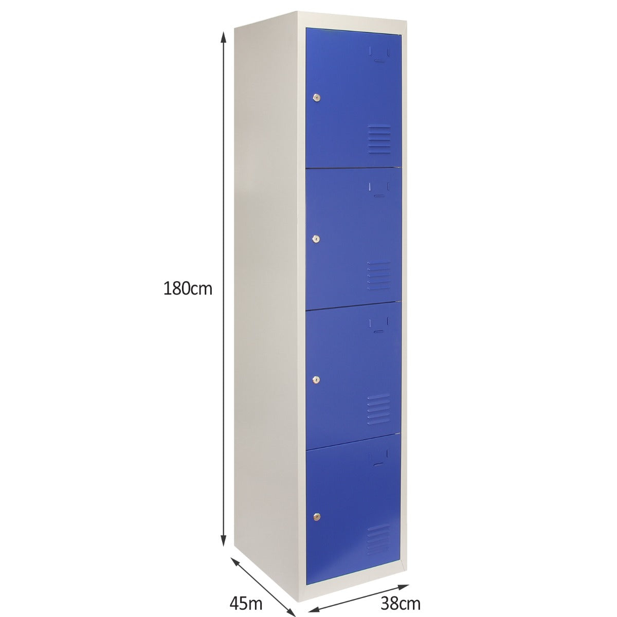 3 x Lockerkast Metaal - Blauw - vierdeurs - Flatpack
