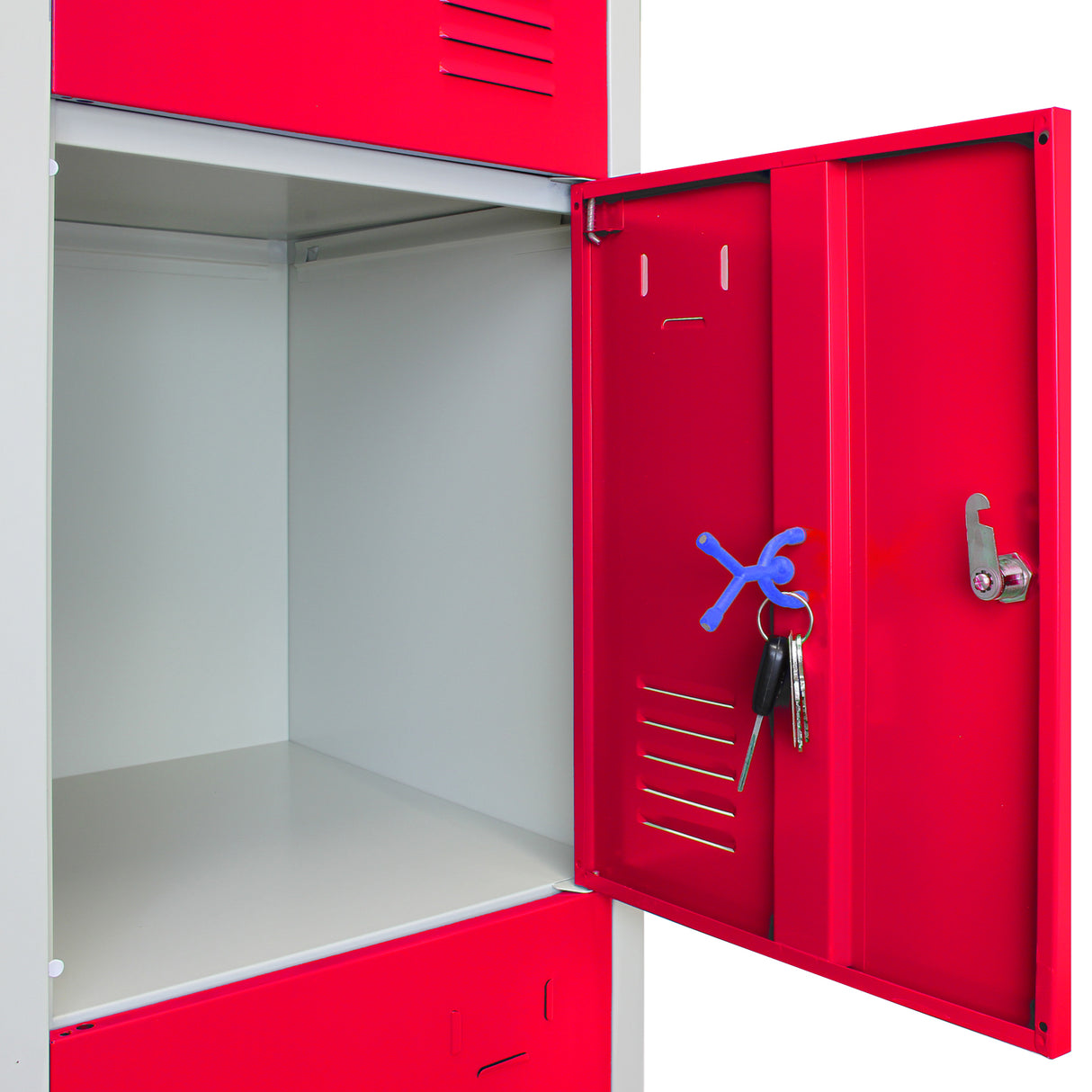 3 x Lockerkast Metaal - Vierdeurs - Rood - Flatpack