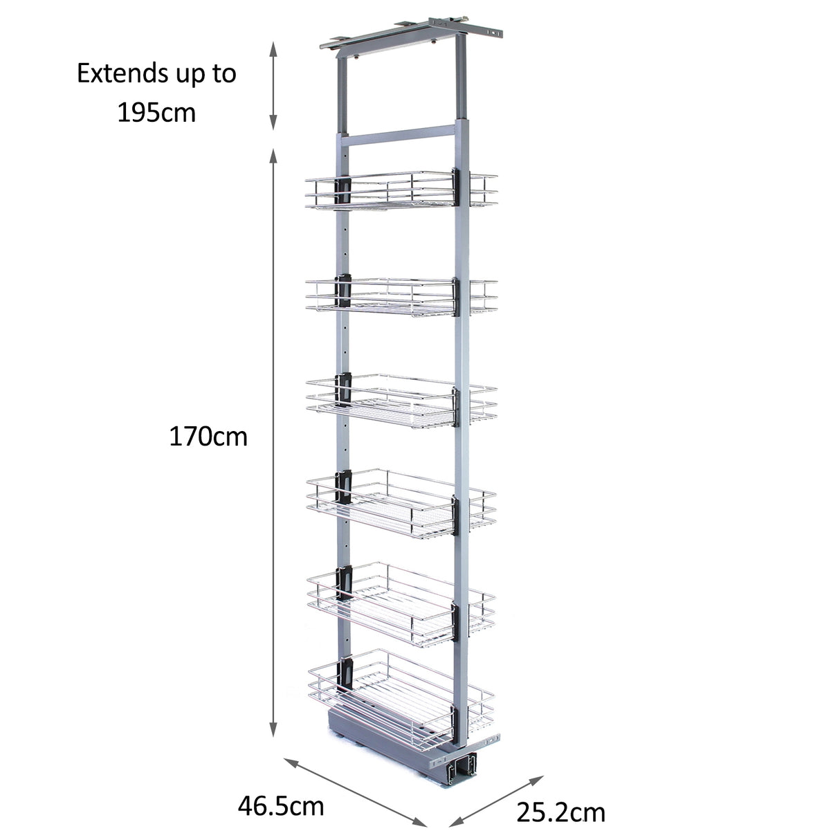 KuKoo Uittrekbare Keuken Kast - 46cm D x 170-195cm H