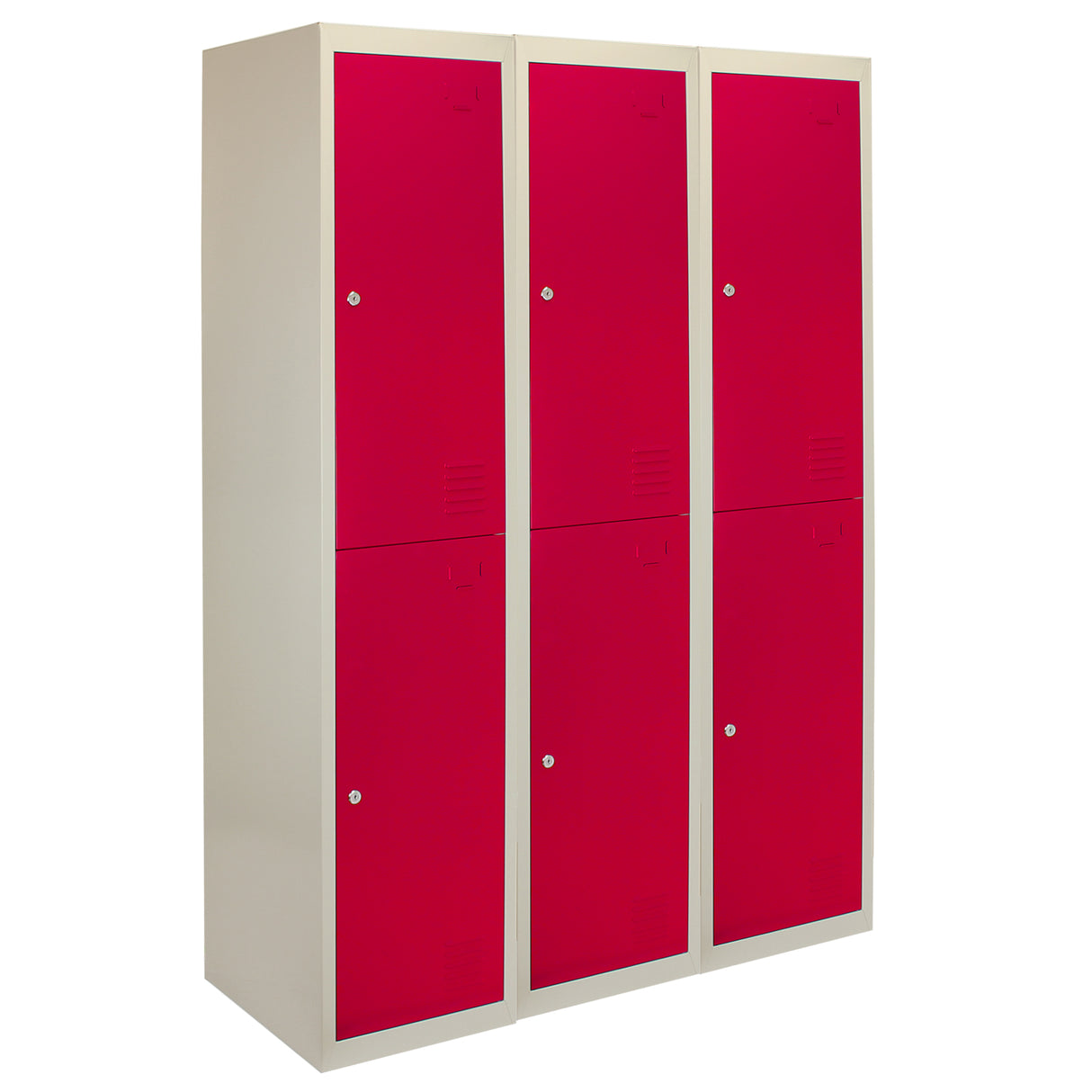 3 x Lockerkast Metaal - Rood - Tweedeurs - Flatpack