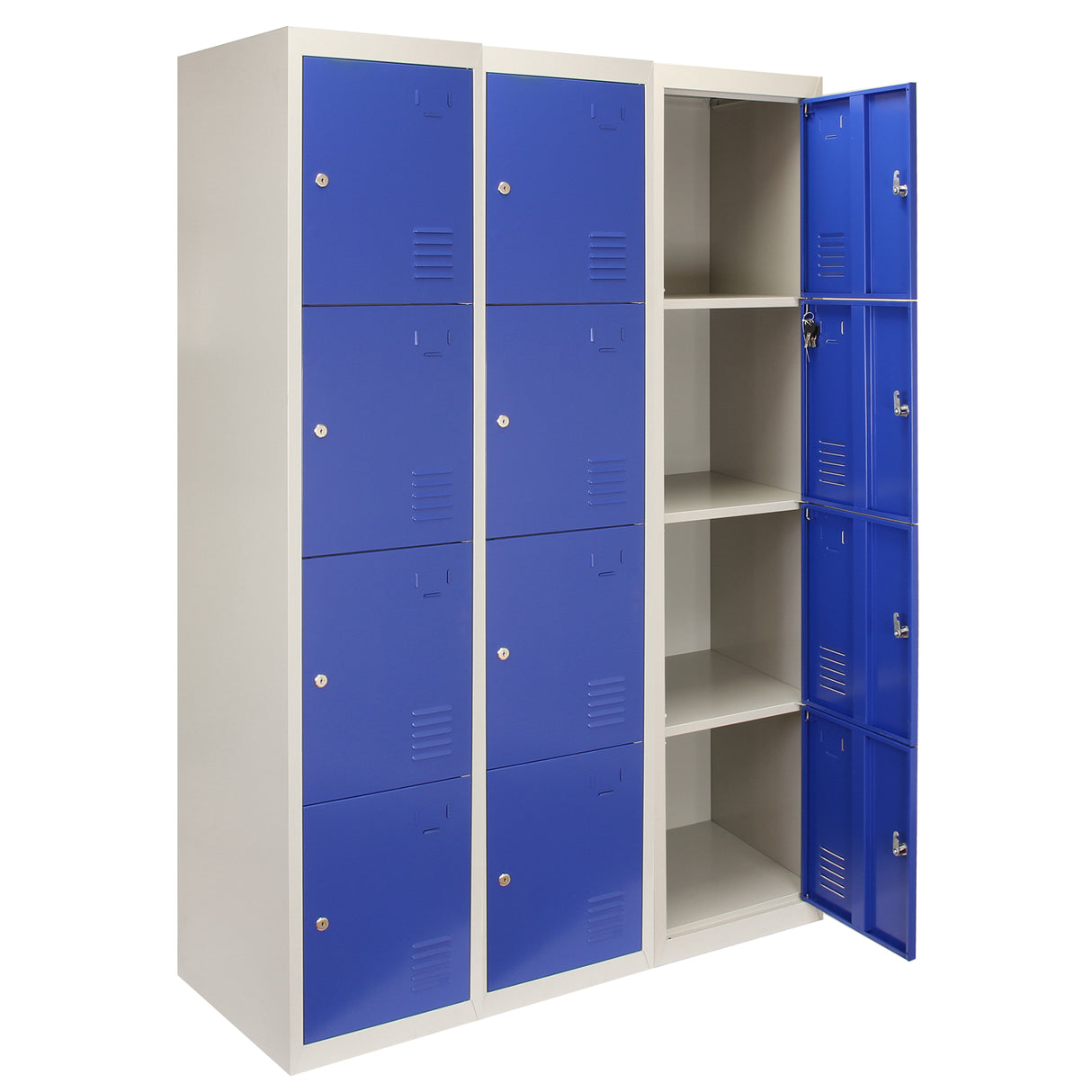 3 x Lockerkast Metaal - Blauw - vierdeurs - Flatpack