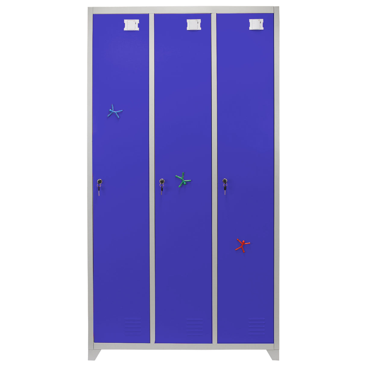 Lockerkast Metaal - Blauw - Driedeurs - Flatpack