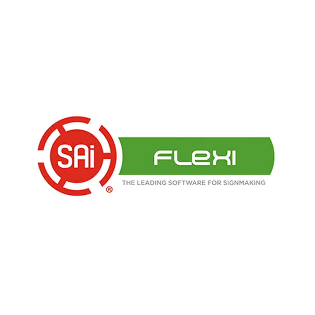 FlexiSTARTER SignMaking Software logo met rode en groene elementen, modern ontwerp, geschikt voor het maken van borden en signage