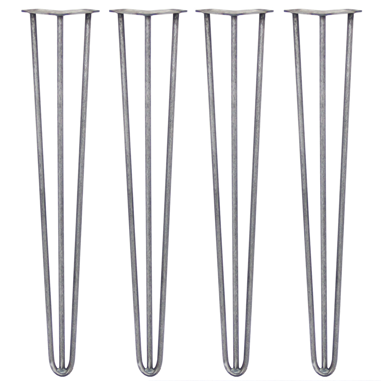 4 x 71cm Hairpin Tafelpoten - 3 Staven - 12mm - Ruw Staal