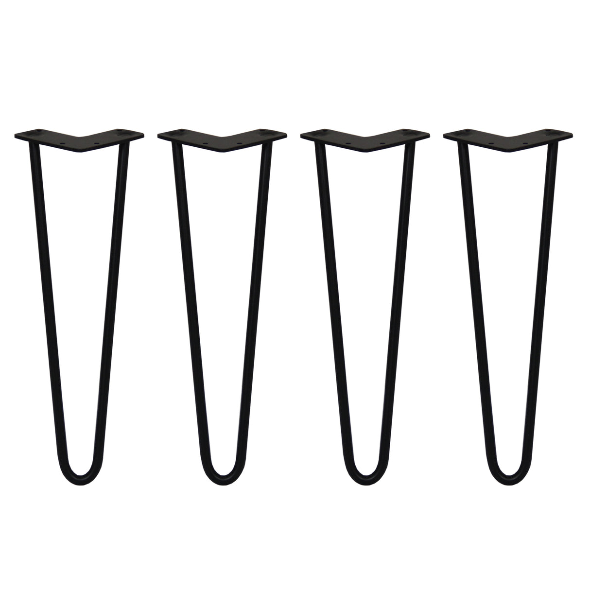 4 x 40,6cm Hairpin Tafelpoten - 2 Staven - 12mm - Zwart