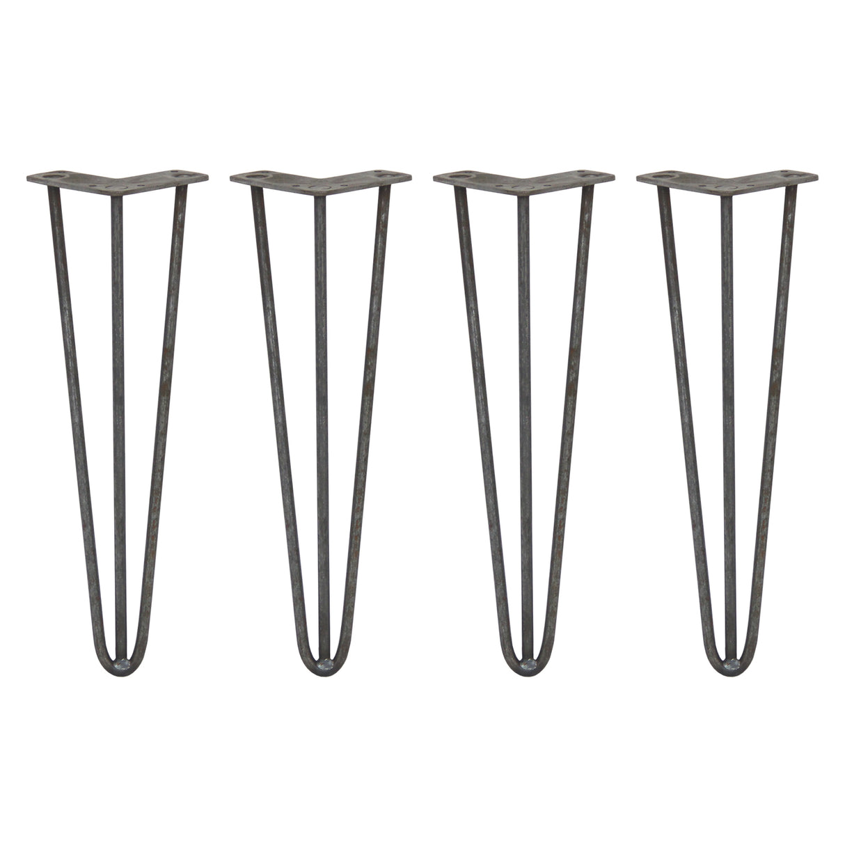 4 x 40,6cm Hairpin Tafelpoten - 3 Staven - 10mm - Ruw Staal