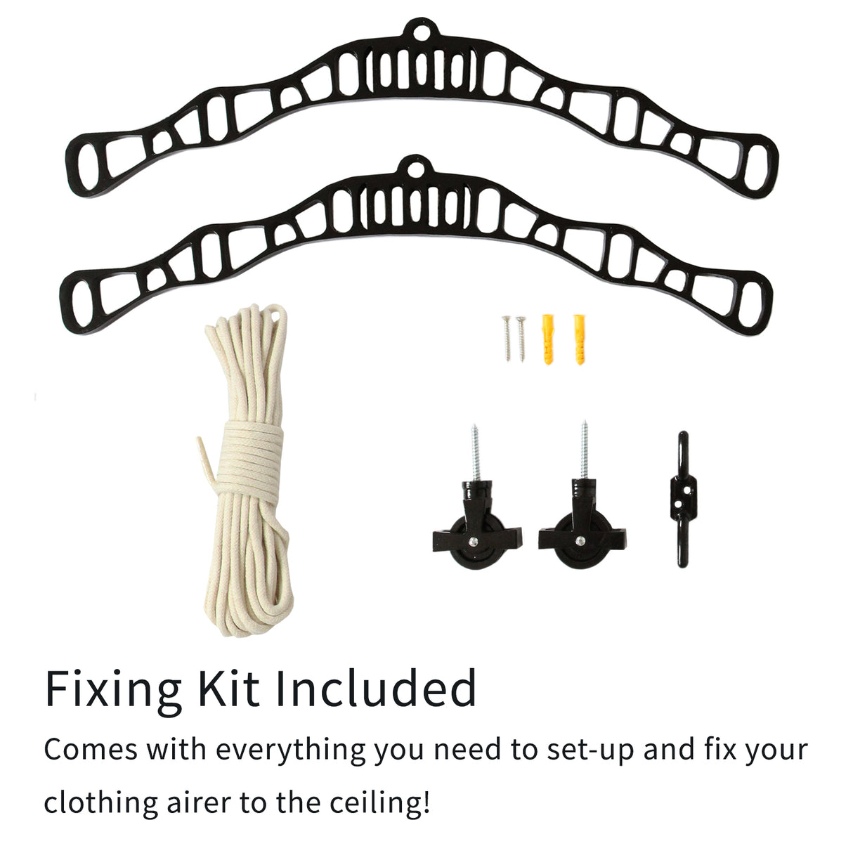 Droogrek Ophangbaar Plafond - Zwart - 1.5m