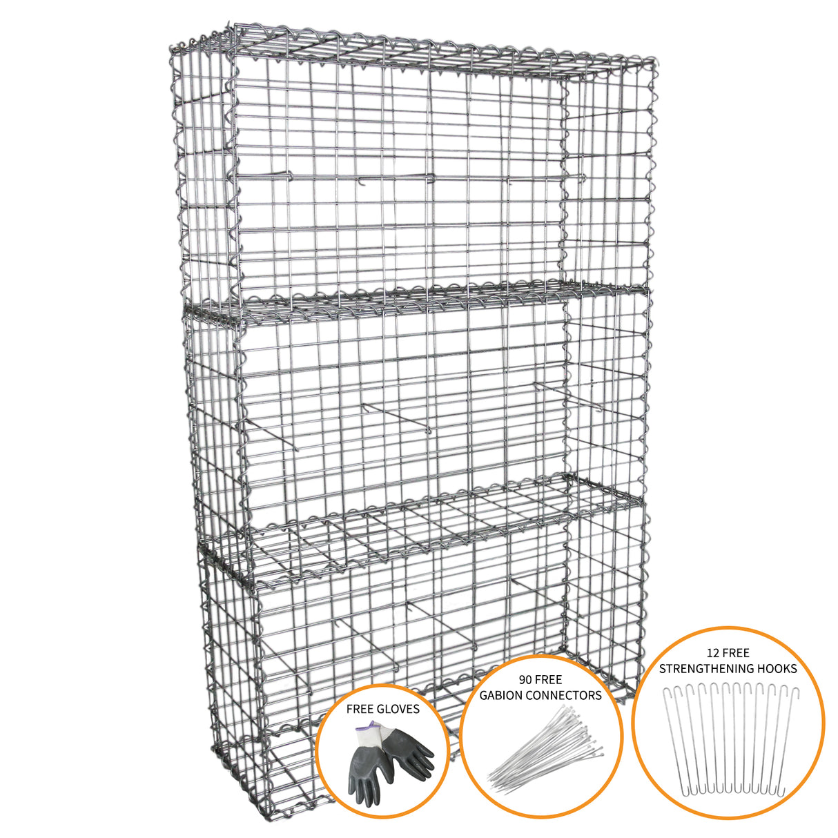 Schanskorf Muur - Set van 3 - 100 x 50 x 30 cm