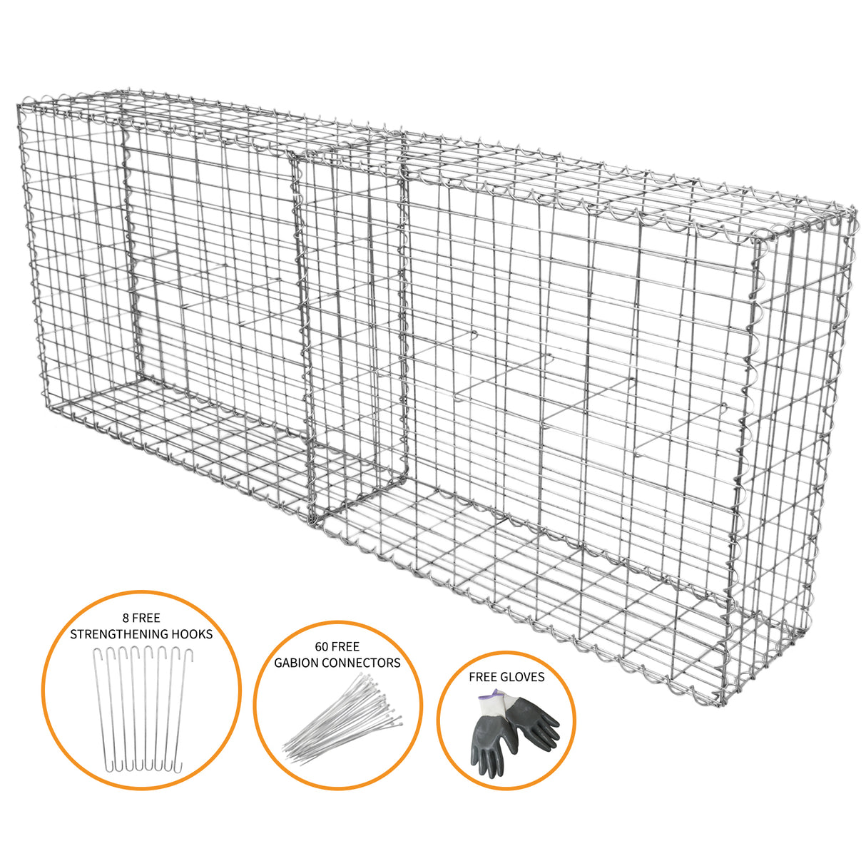 Schanskorf Muur - Set van 2 - 100 x 80 x 30 cm