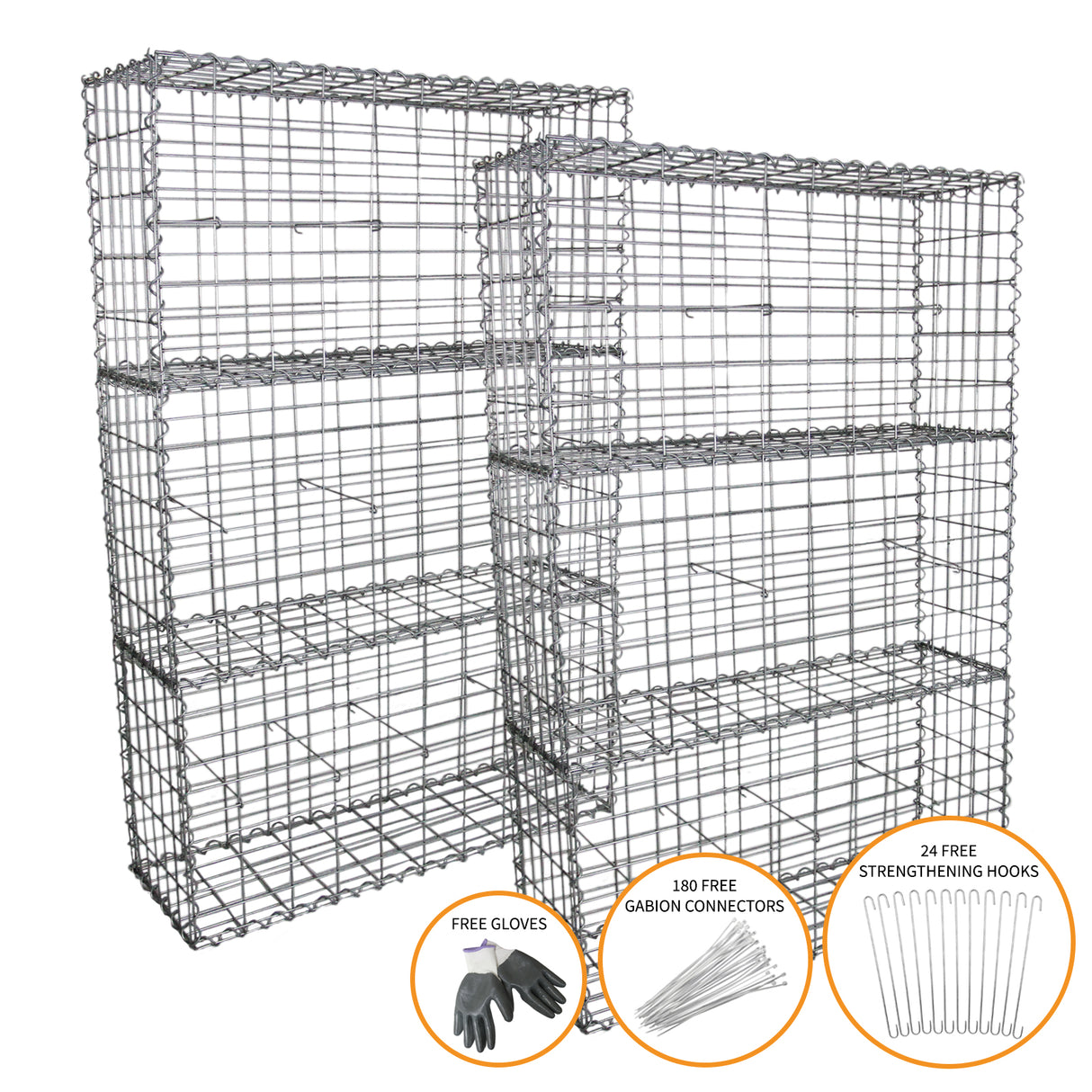 Schanskorf Muur - Set van 6 - 100 x 30 x 50 cm