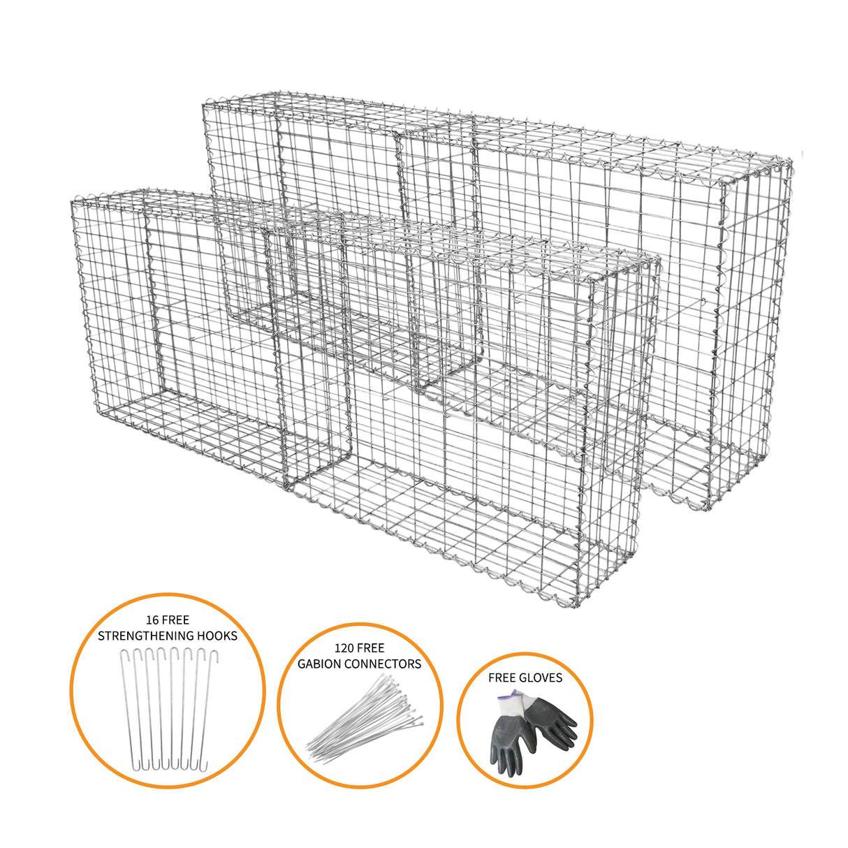 Schanskorf muur - Set: 4 - afmetingen: 100x30x80 cm