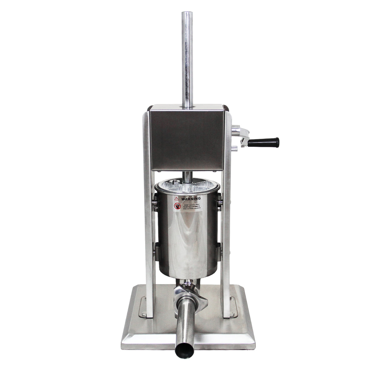 RVS worstelmachine met stevige basis, handmatige bediening, glanzend oppervlak en verticale cilinder voor het maken van worst