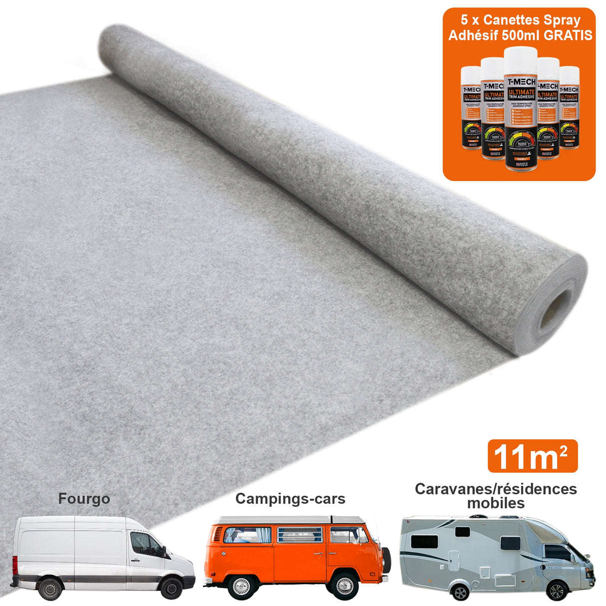 Van Tapijtvoering / Zilvergrijs & 5 Lijmcilinders