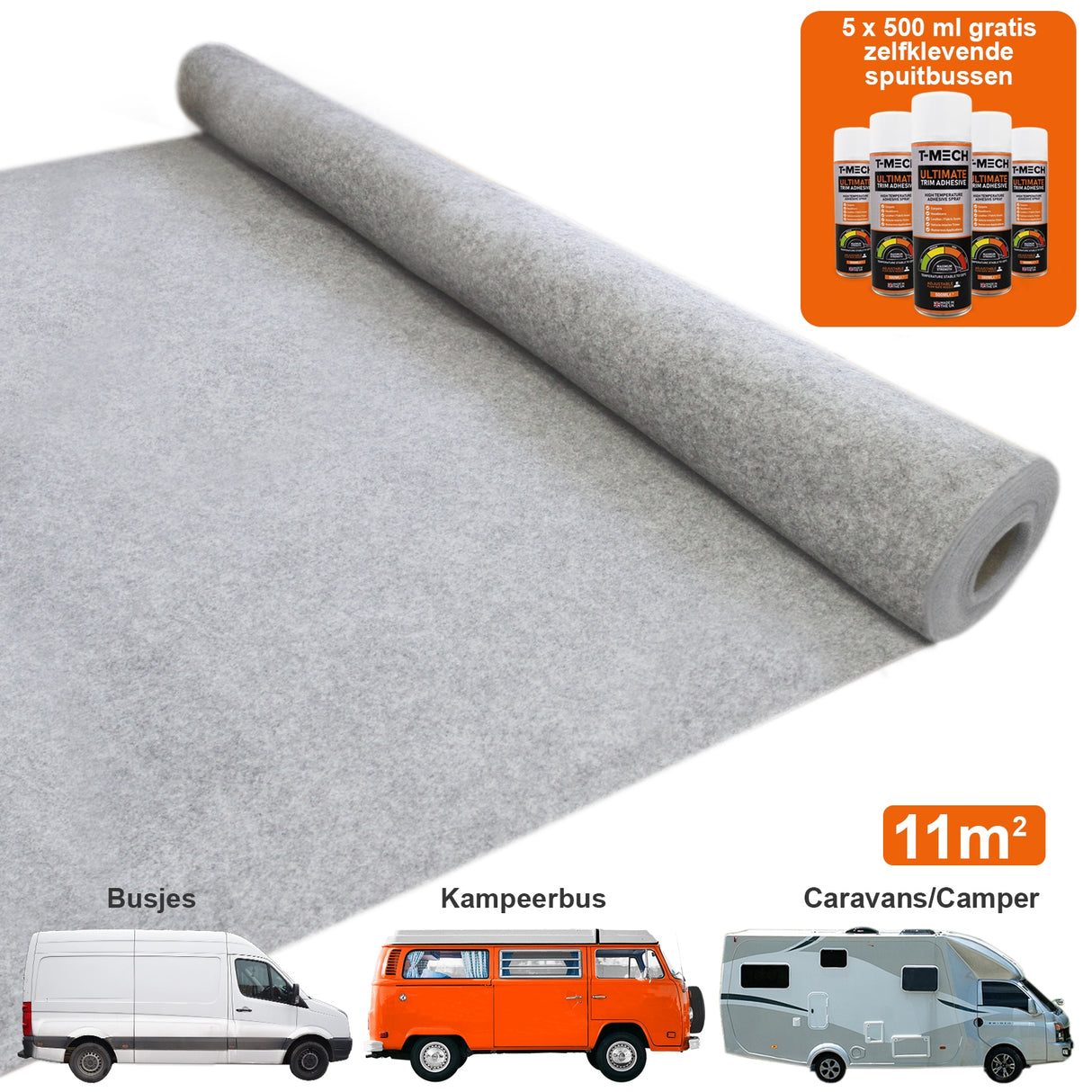Van Tapijtvoering / Zilvergrijs & 5 Lijmcilinders