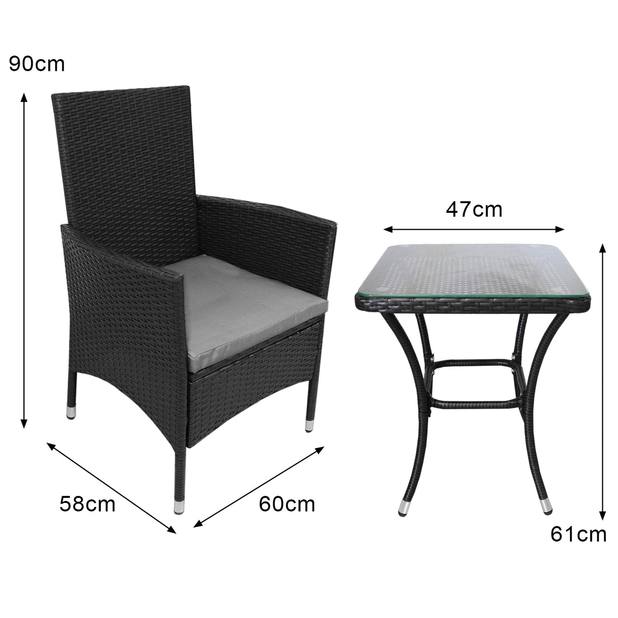 Jardí Rattan Bistroset Zwart