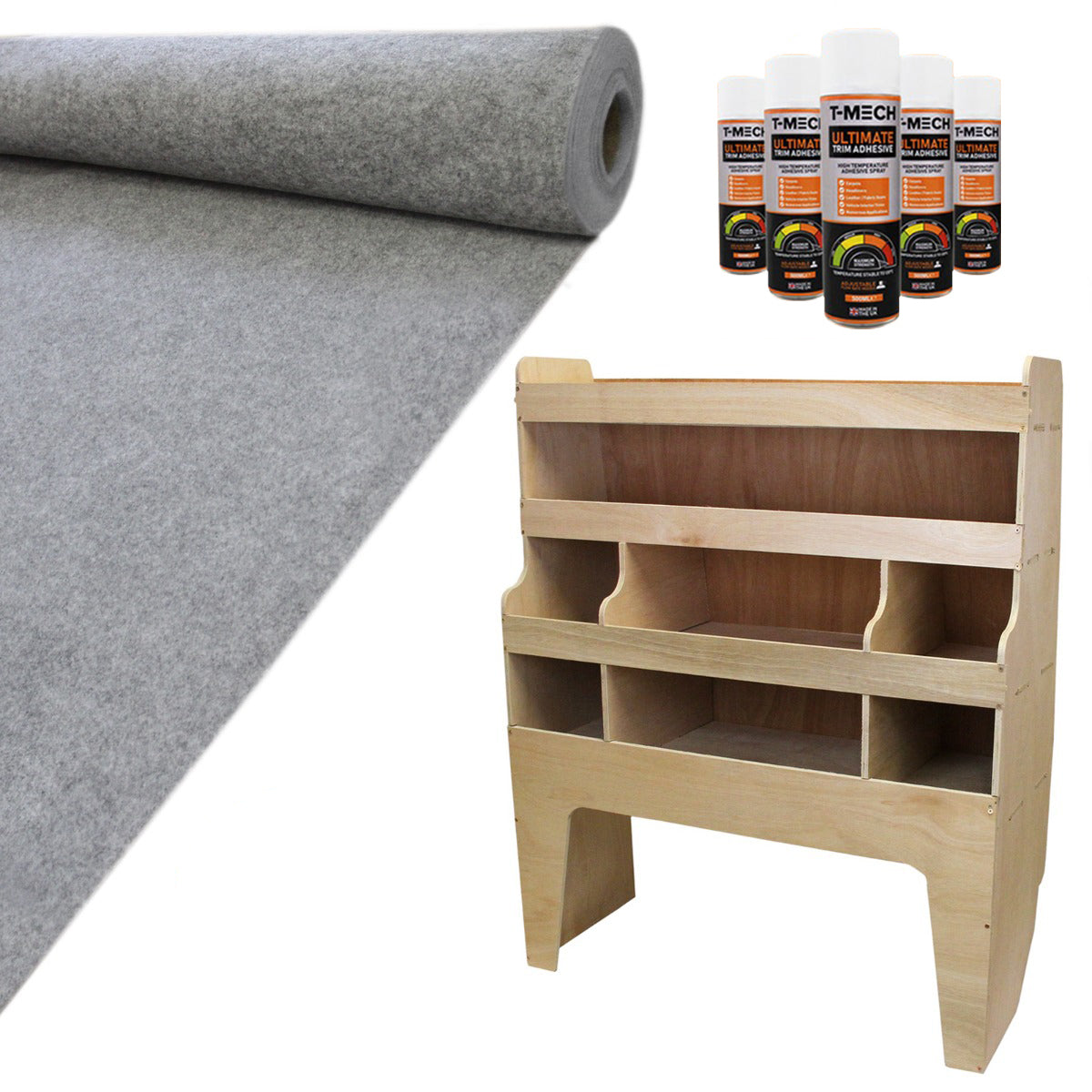 11m² Rookgrijze Bestelwagenbekleding & VW Transporter Rek