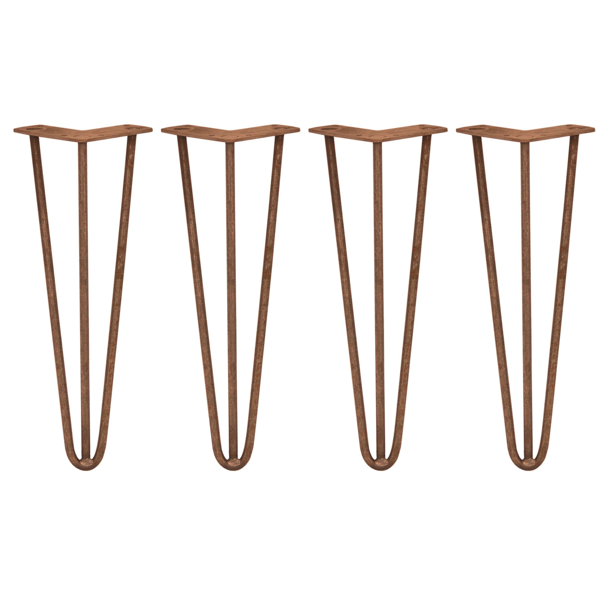 4 x 35,5 cm Hairpin Tafelpoten - Antiek Koper - 3 Staven - 10 mm
