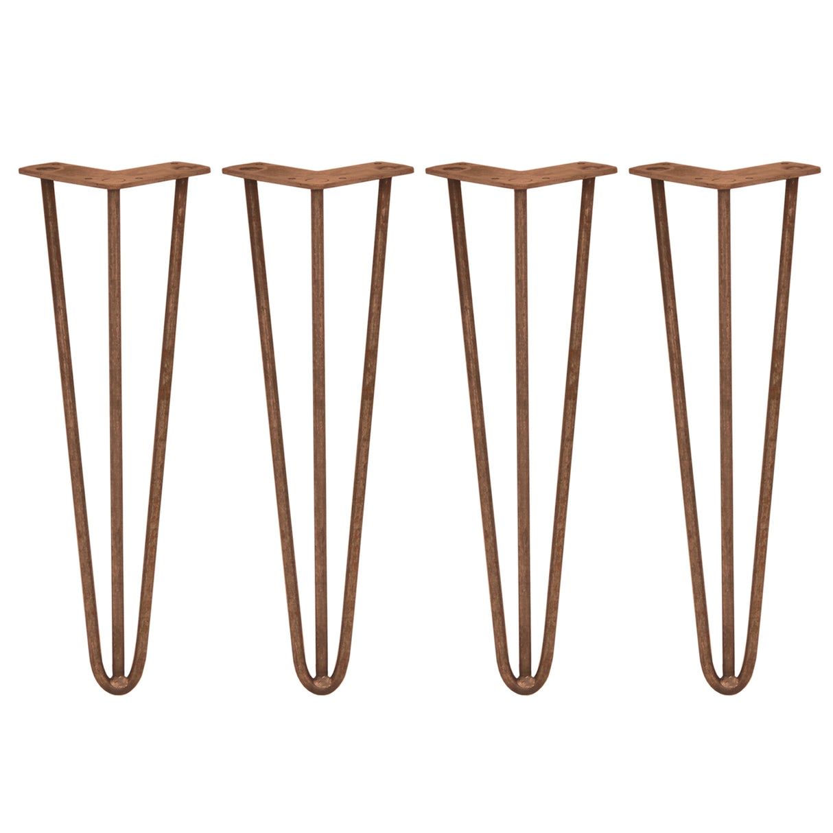 Antiek koperkleurige hairpin tafelpoten van 40,6 cm met drie staven, elegant en stevig, perfect voor moderne meubels