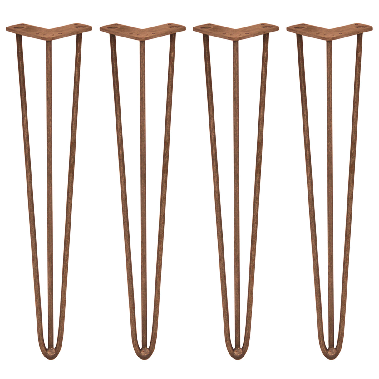 4 x 71 cm Hairpin Tafelpoten - Antiek Koper - 3 Staven - 12 mm