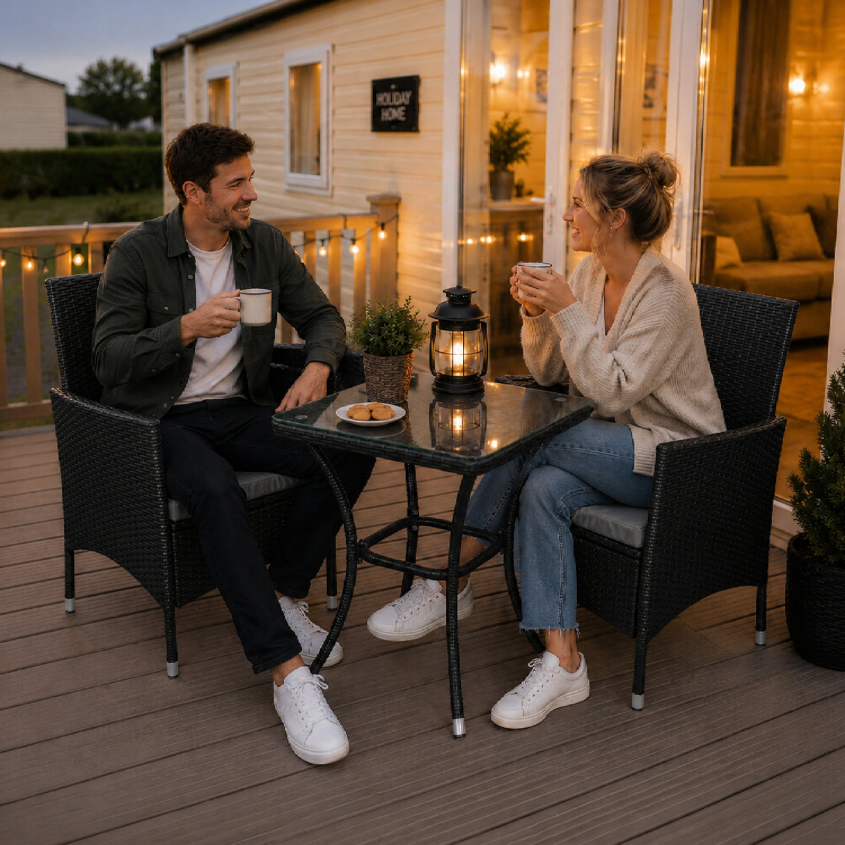 Jardí Rattan Bistroset Zwart