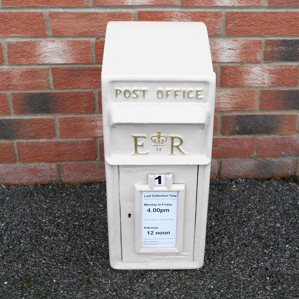 Engelse brievenbus + Paal - Wit