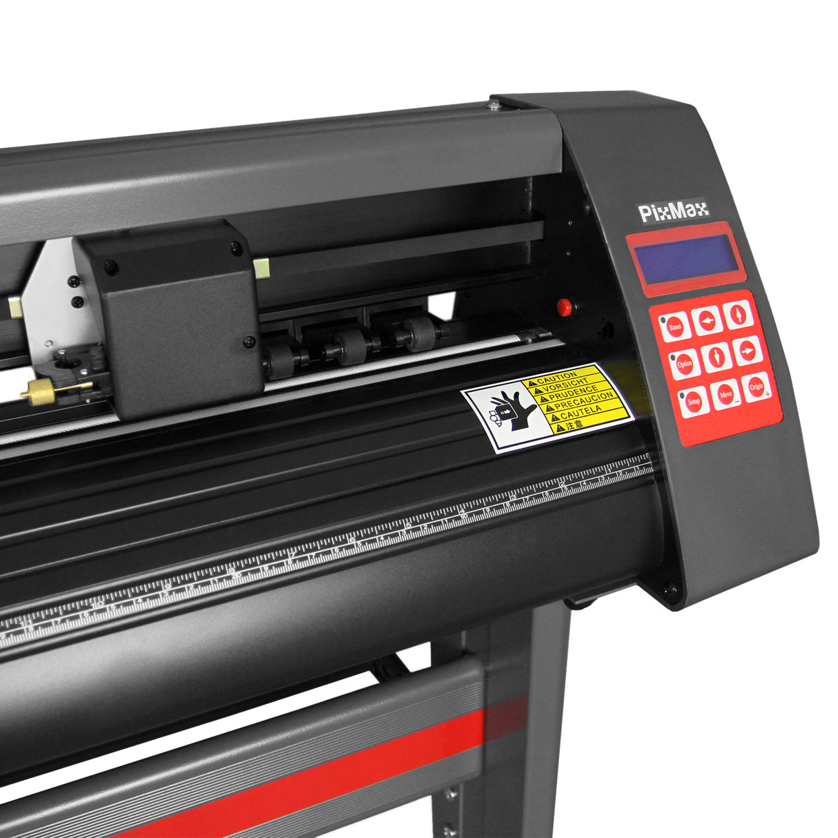 Vinylsnijder met LED-verlichting, zwart en grijs, uitgerust met een gebruiksvriendelijk bedieningspaneel en FlexiStarter software