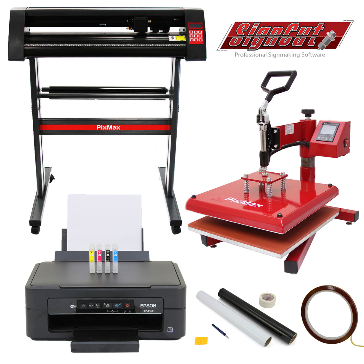 38cm Swing Hittepers, 720mm Vinylsnijder, Inktank-Printer & Weeding Kit