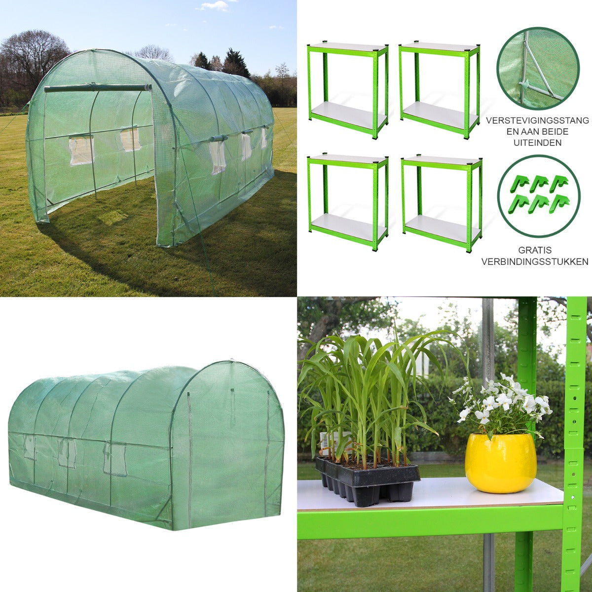 Polytunnel 19mm 5m x 2m met Stellingen