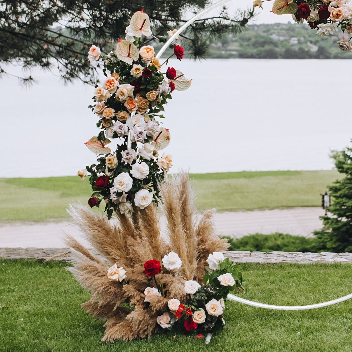 Backdrop Frame Bruiloft Cirkel - 200x56x210 cm - Wit