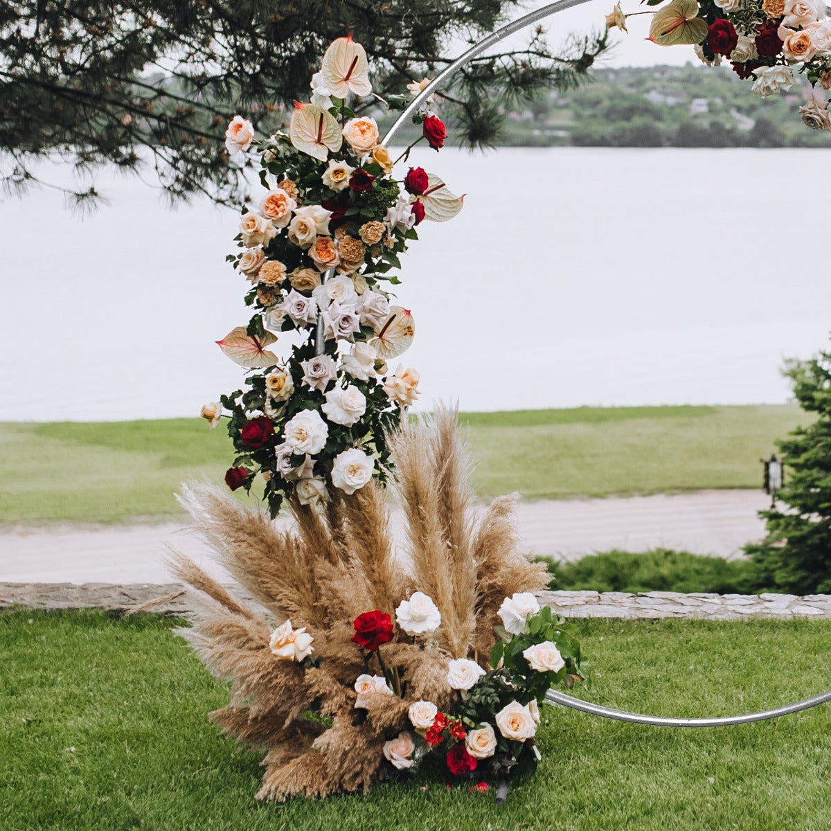 Backdrop Frame Bruiloft Cirkel - 200x56x210 cm - Zilver