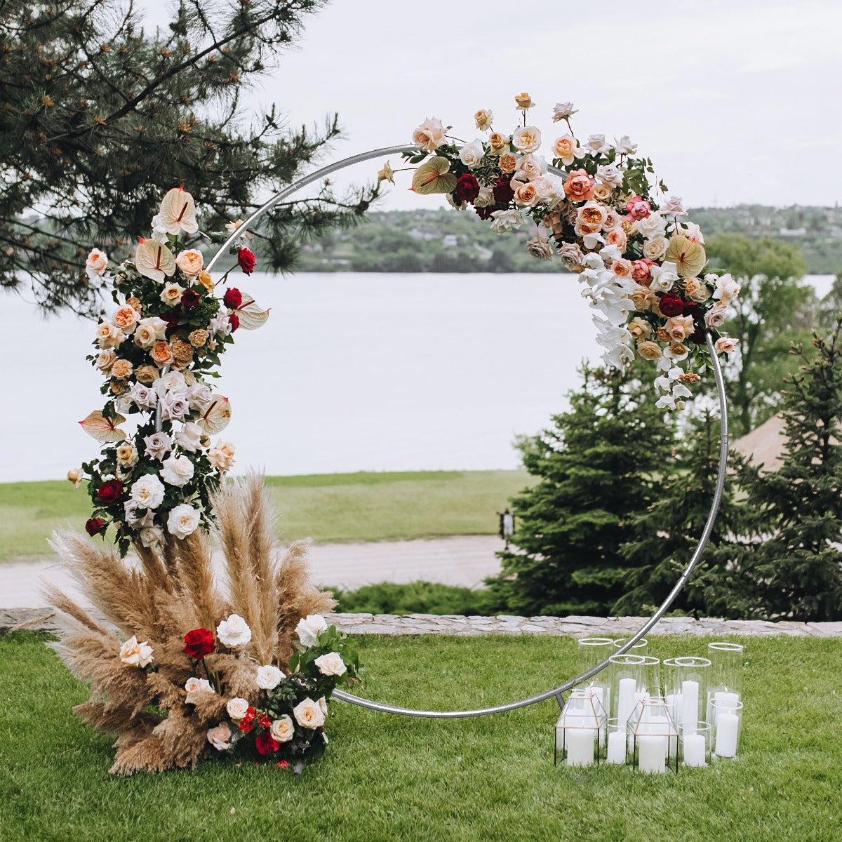 Backdrop Frame Bruiloft Cirkel - 200x56x210 cm - Zilver