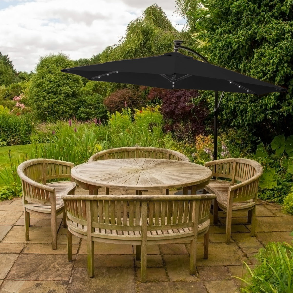 Zweefparasol 3m met LED verlichting - Zwart