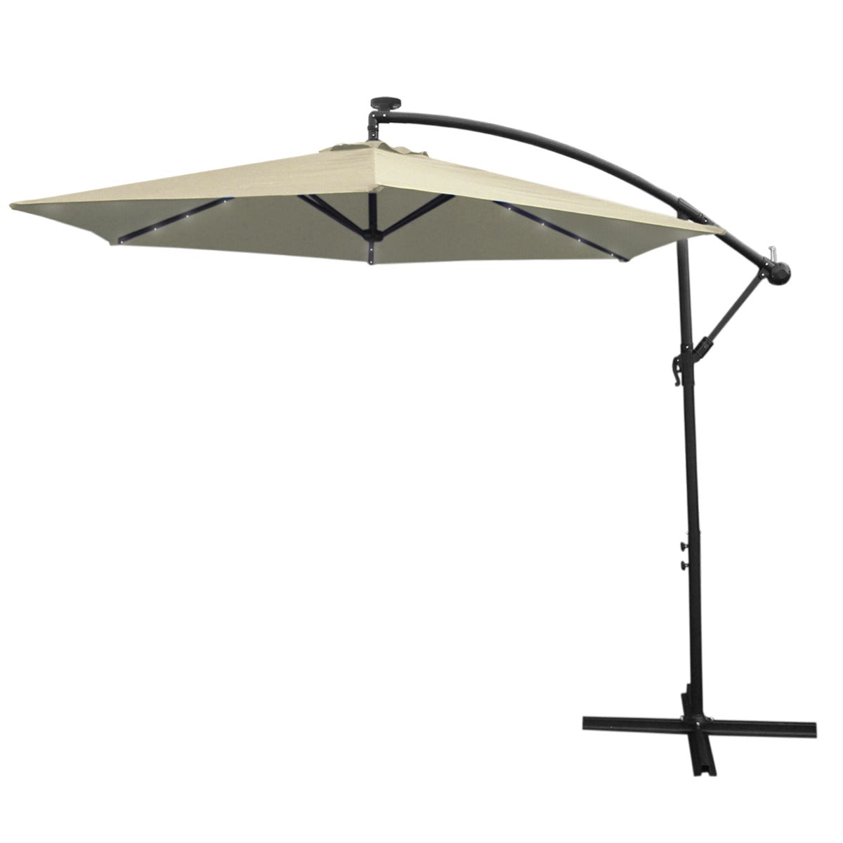 Zweefparasol 3m met LED verlichting - Crème