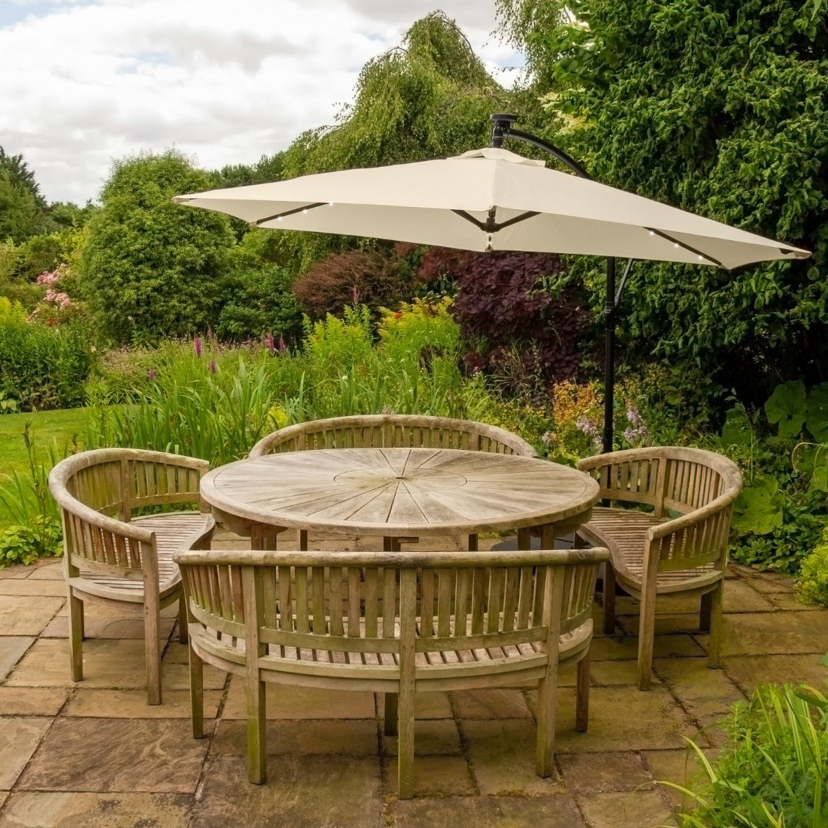 Zweefparasol 3m met LED verlichting - Crème