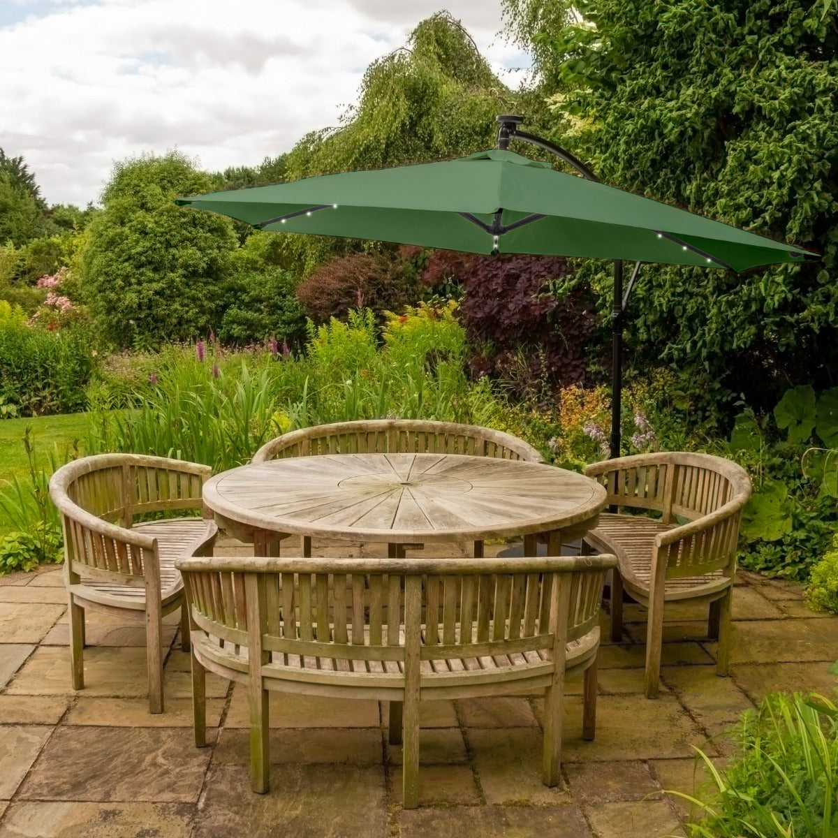 Zweefparasol 3m met LED verlichting - Groen