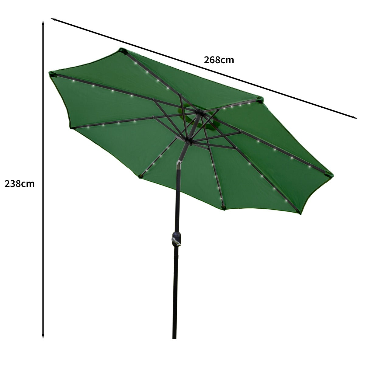 LED Parasol met Kantelfuntie 270 cm - Groen