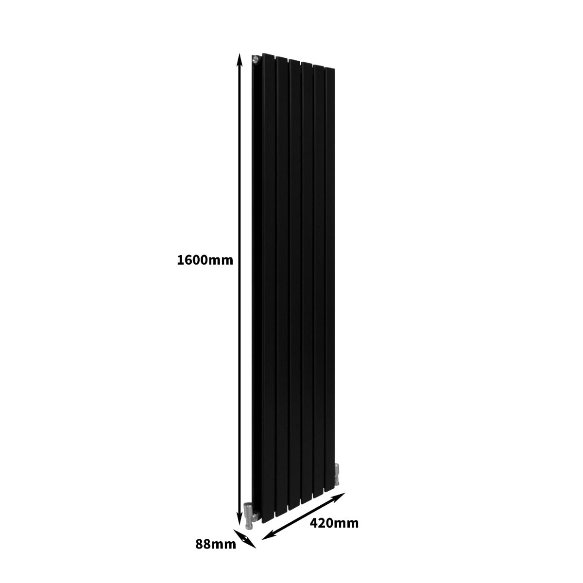 Design Radiator - Mat Zwart- 1600 mm x 420 mm