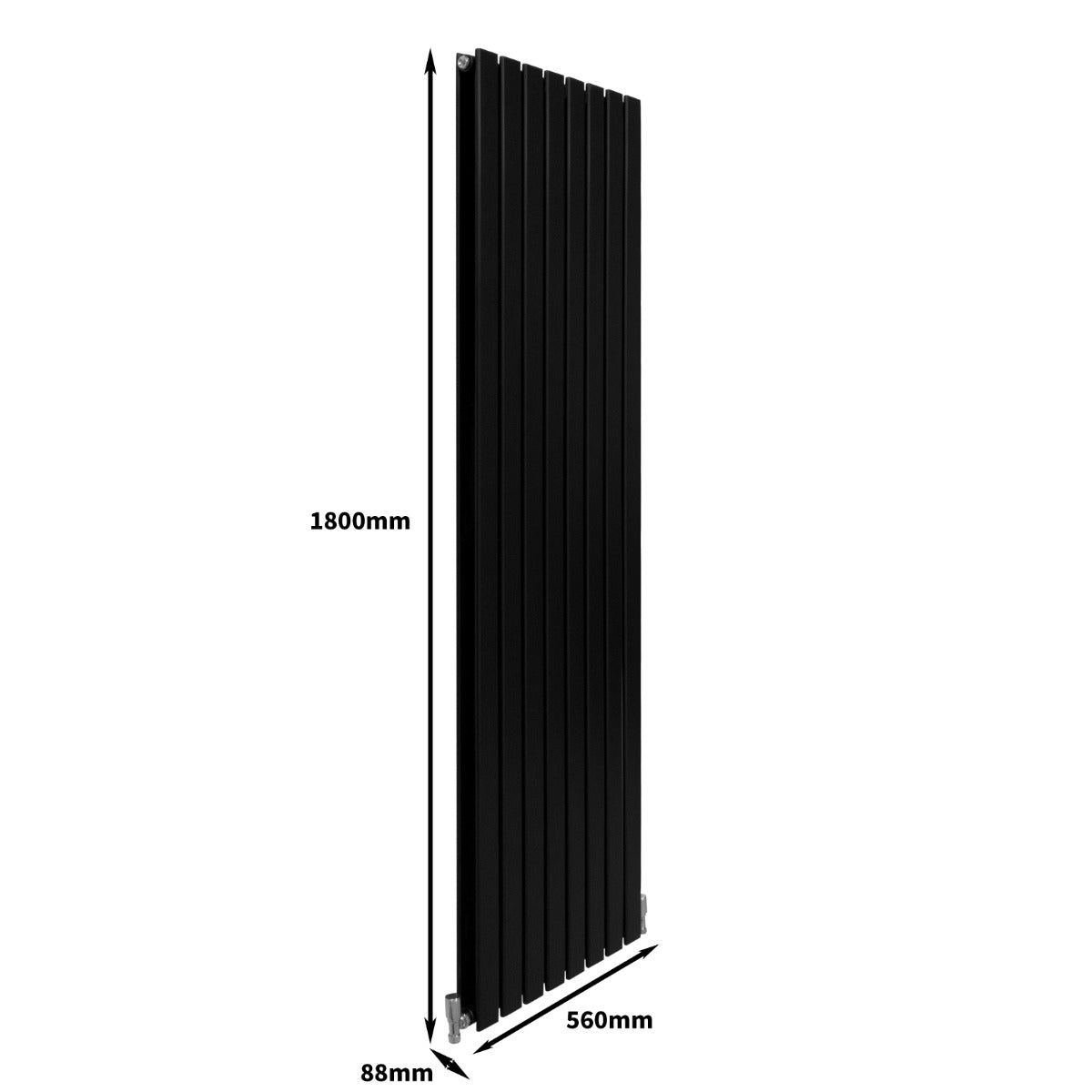Design Radiator - Mat Zwart - 1800 mm x 560 mm
