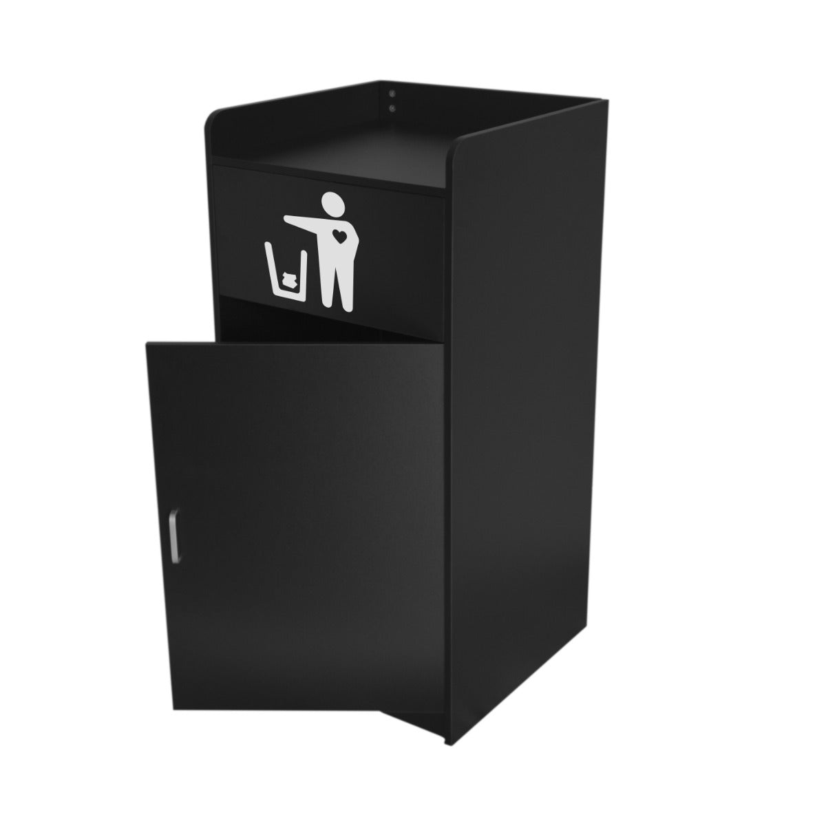 Afvalbak & Dienbladhouder Hout - Zwart - 100 Liter