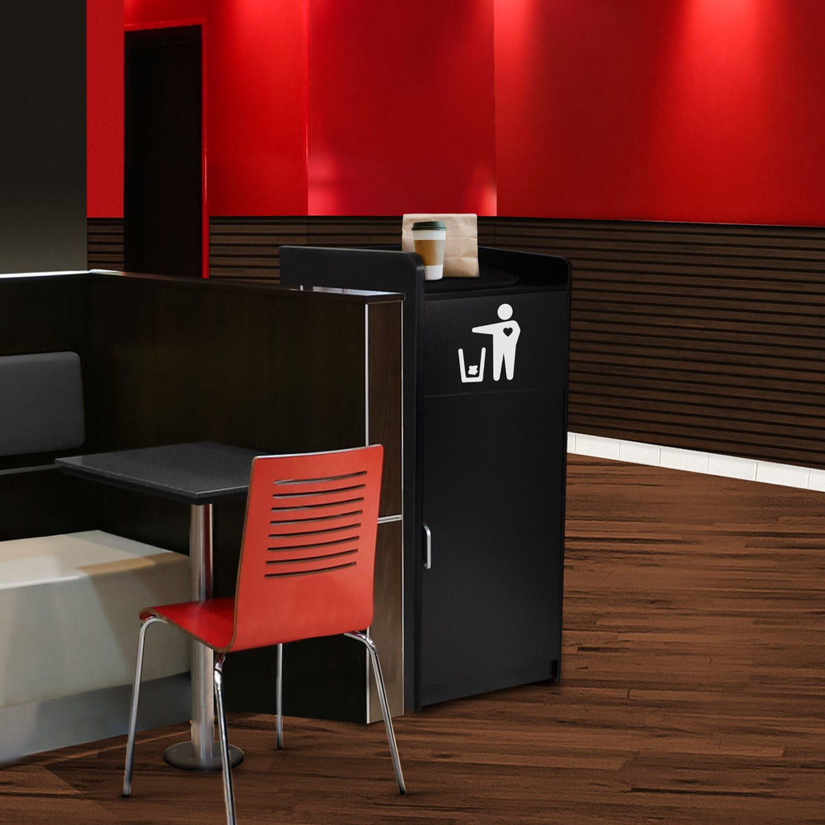 Afvalbak & Dienbladhouder Hout - Zwart - 100 Liter