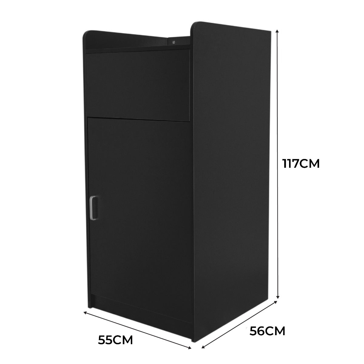Afvalbak & Dienbladhouder Hout - Zwart - 100 Liter