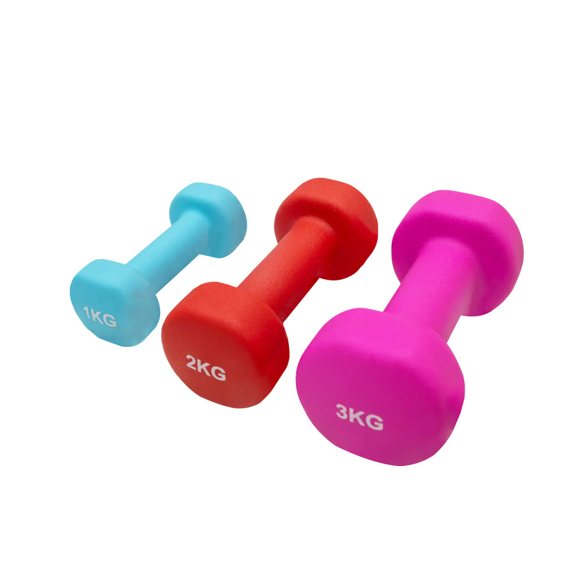 Set van 12 kg neopreen halters met rek