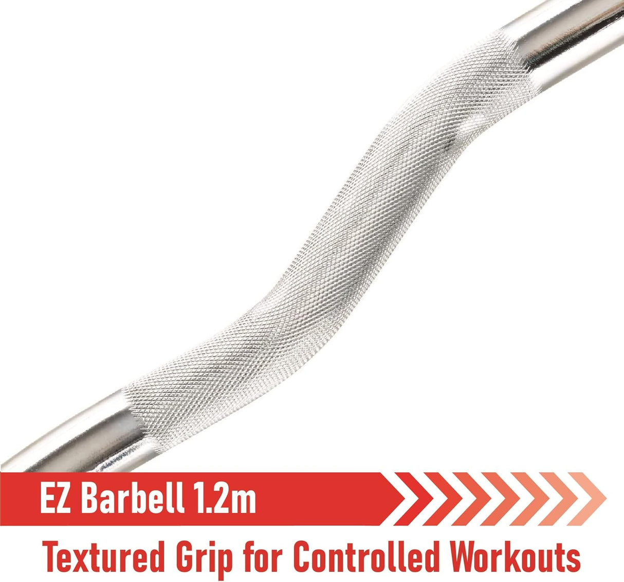 EZ Barbell van 1,2 m met een gestructureerde grip en spinlock sluitingen, ideaal voor gecontroleerde trainingen en krachttraining