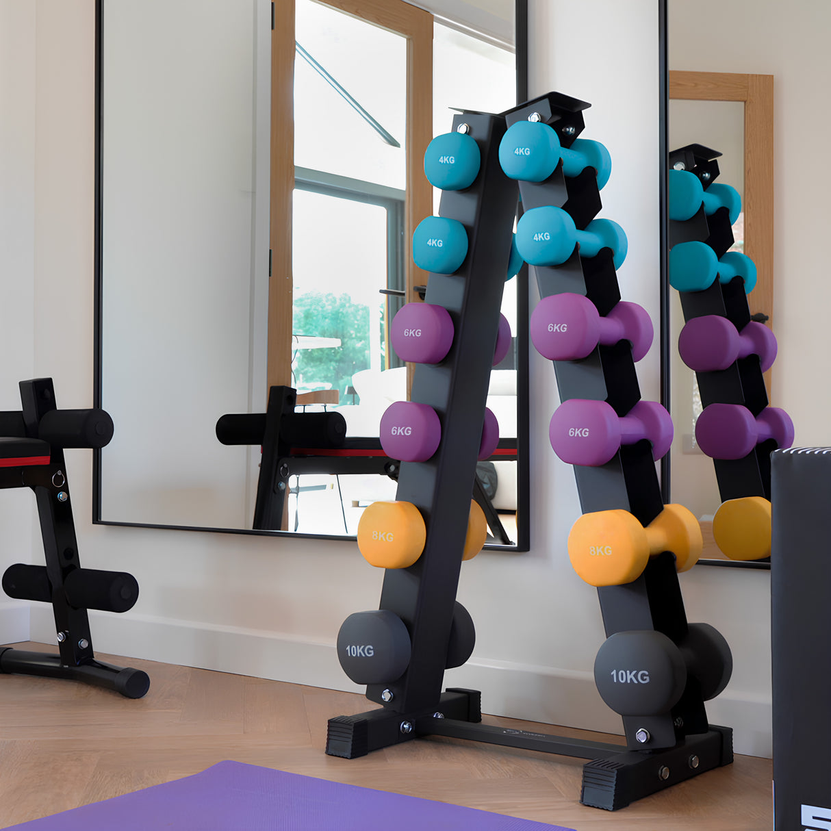 Neopreen Dumbbell Set met Rack