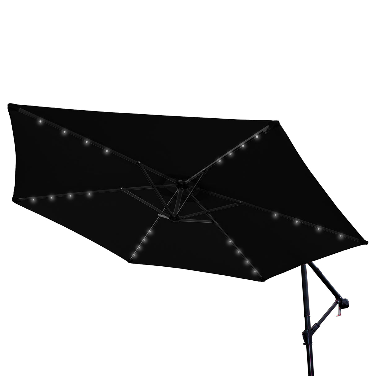 Zwart 3m LED Zweefparasol met Voet