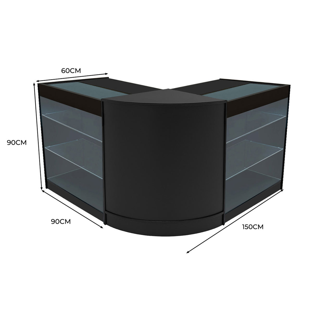 Helios LED Winkel Toonbank Set CM60 & 2 x K900 - Zwart